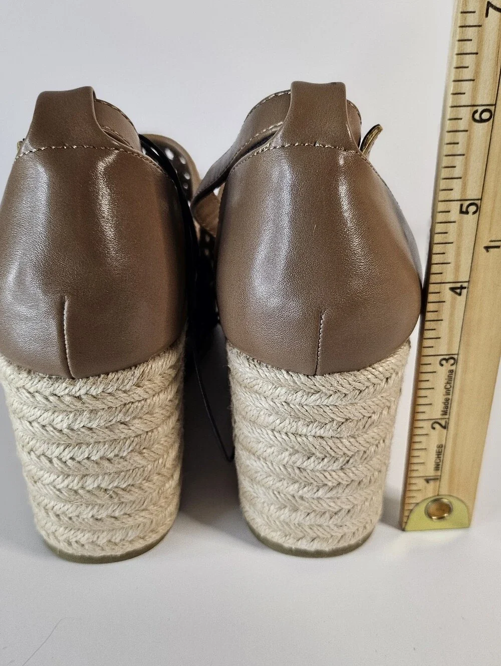 ANA Woven Espadrille Platform Wedge Sandals Taupe Ankle Strap Women's 9.5M NWT